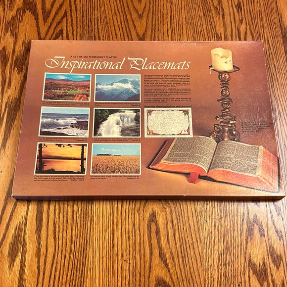 6 Vintage Inspirational Bible Scripture Laminated placemats by Bright of America - Picture 1 of 15